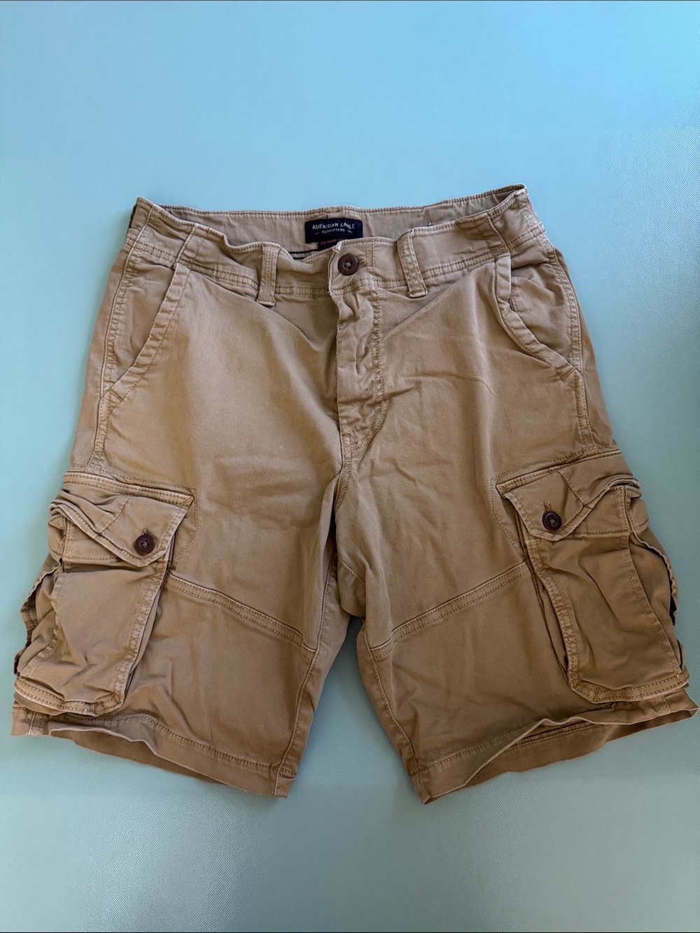 American Eagle Outfitters Men's Khaki Cargo Shorts Extreme Flex Classic Size 33
